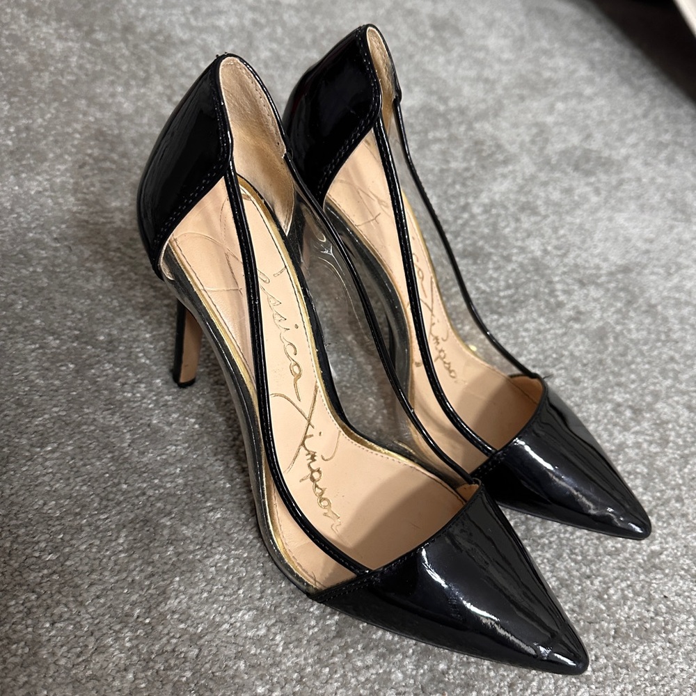Gorgeous black and clear pointed toe Jessica Simpson heels